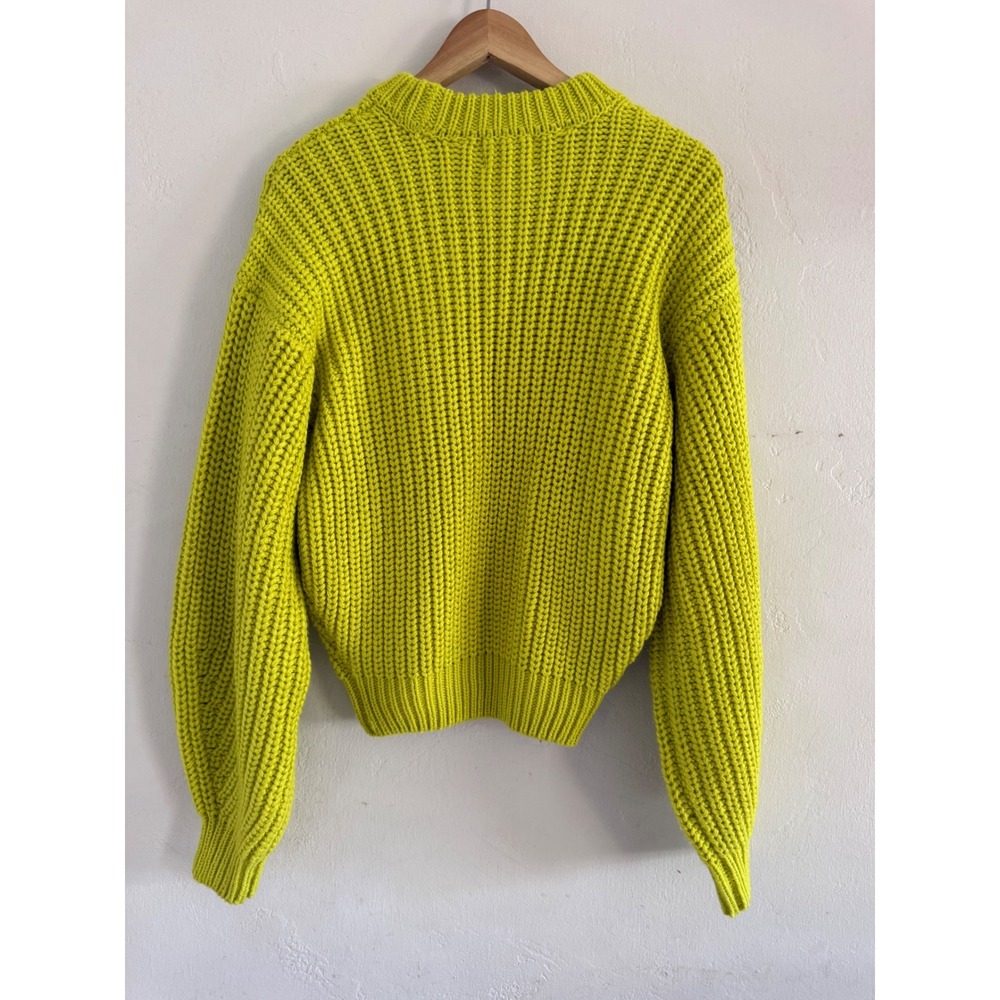 Show Me Your Mumu Bailey Sweater Lime Green Chunky Ribbed Knit Crewneck Small - Picture 7 of 8